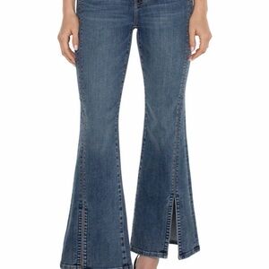 Liverpool Los Angeles Hannah Flare Jeans 10/30 Seamed Front Slit Tulane Stretch